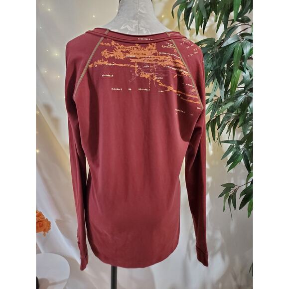 Mountain Hardwear Womens Organic Cotton Long Sleeve Top Size XL Thumbholes Red - Picture 2 of 12